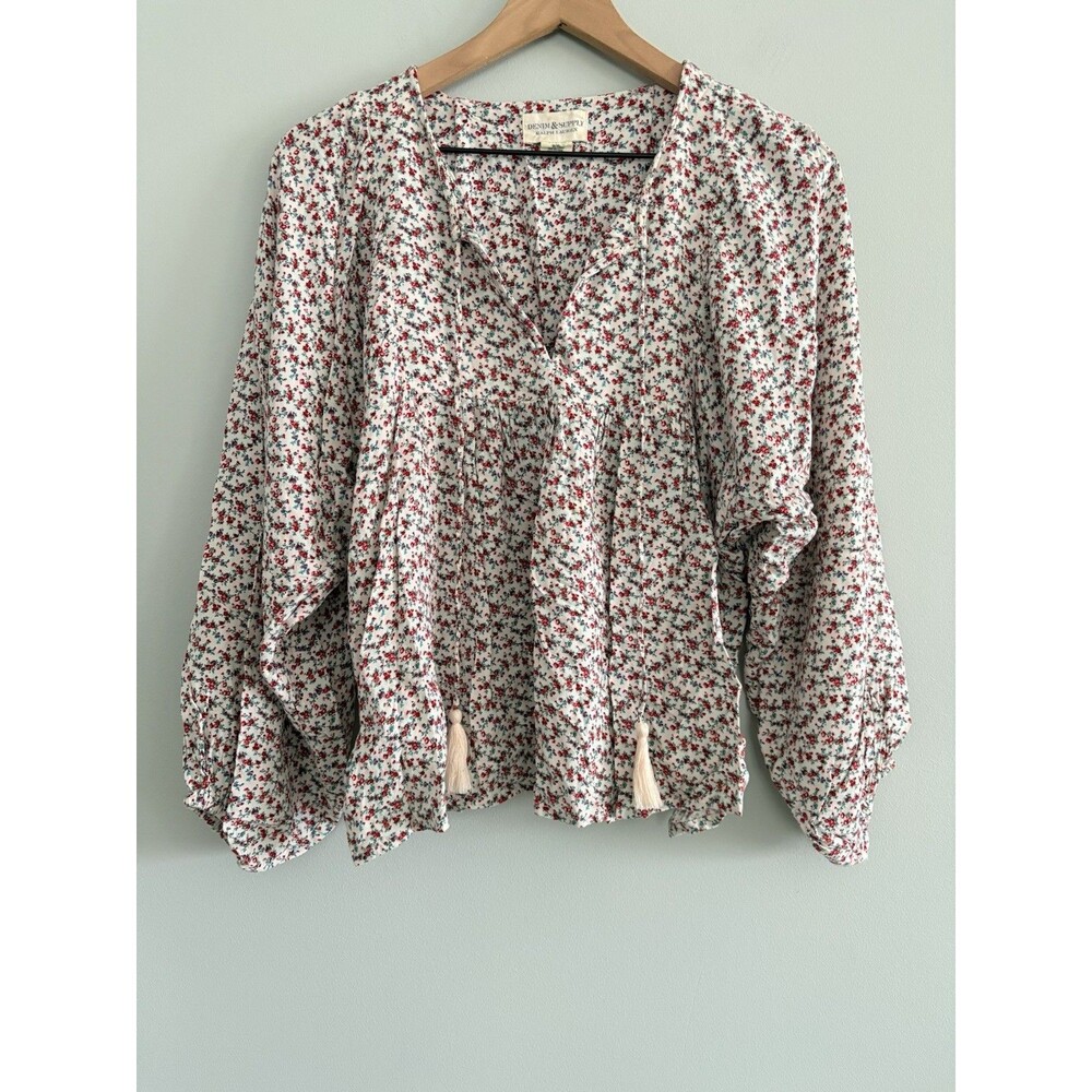 Denim & Supply Ralph Lauren Floral Blouse Boho Peasant Top Women's Medium